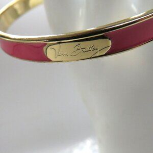 Vera Bradley Bracelet Pink Enamel Gold Tone Bangle Bubblegum Barbie Signed‎
